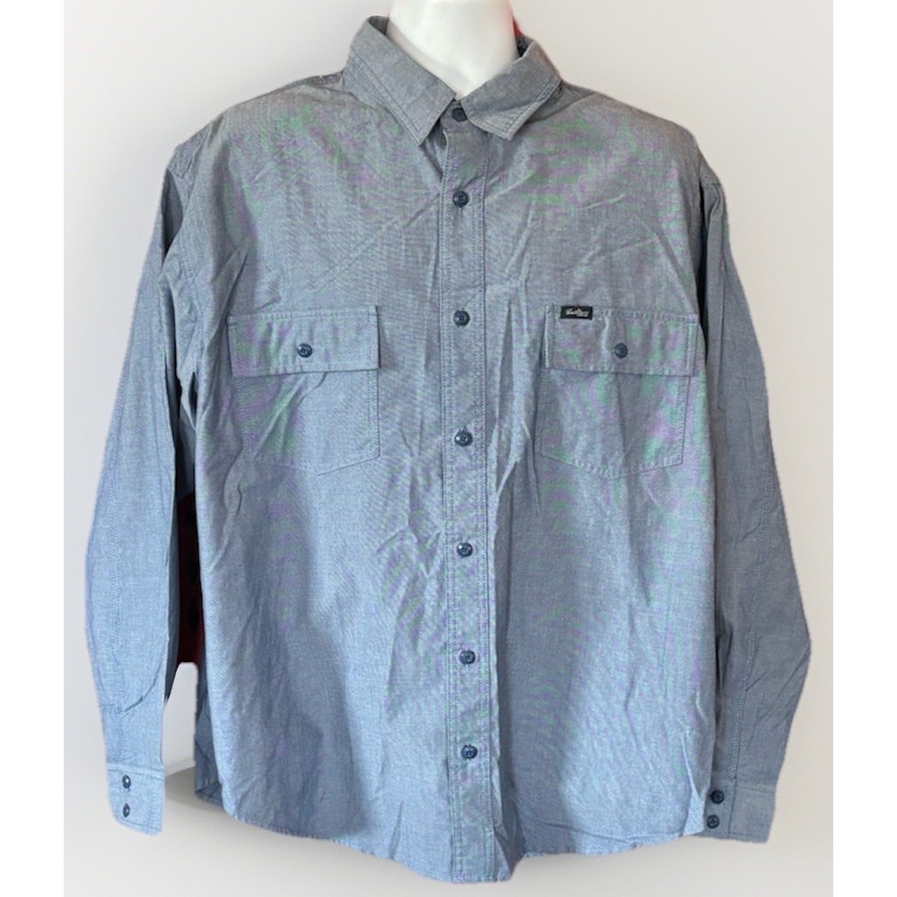 Levi's Strauss Mens XL Blue Chambray Shirt Button Pro Grade Workwear Long Sleeve